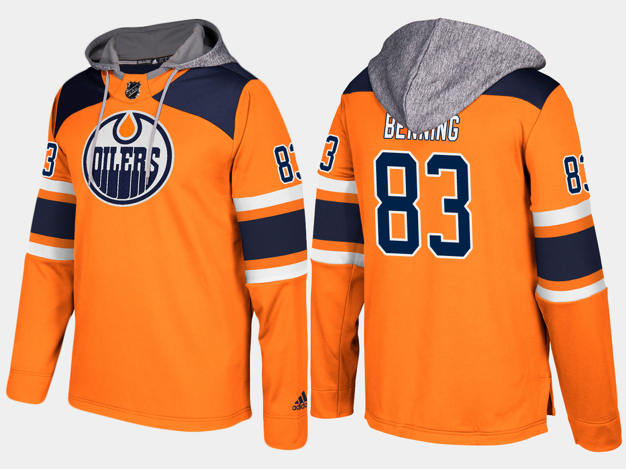 Men NHL Edmonton oilers #83 matthew benning orange hoodie